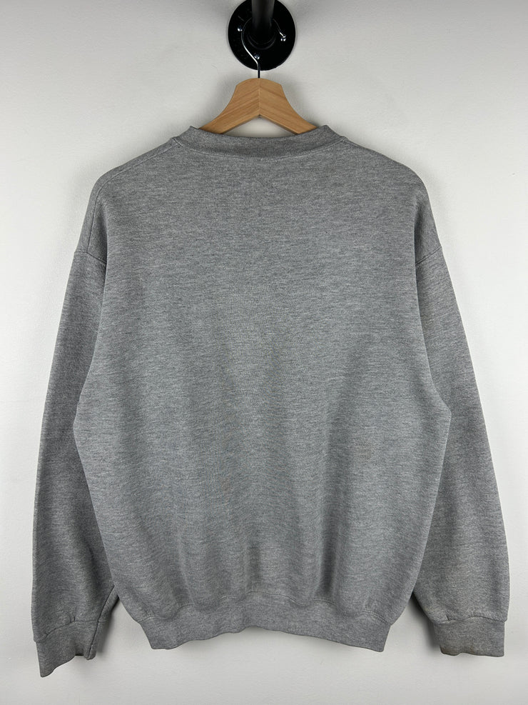 Vintage 90s Michigan Wolverines Football Embroidered Grey Crewneck