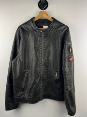 Vintage Buffalo David Bitton Café Racer Moto Black Leather Jacket