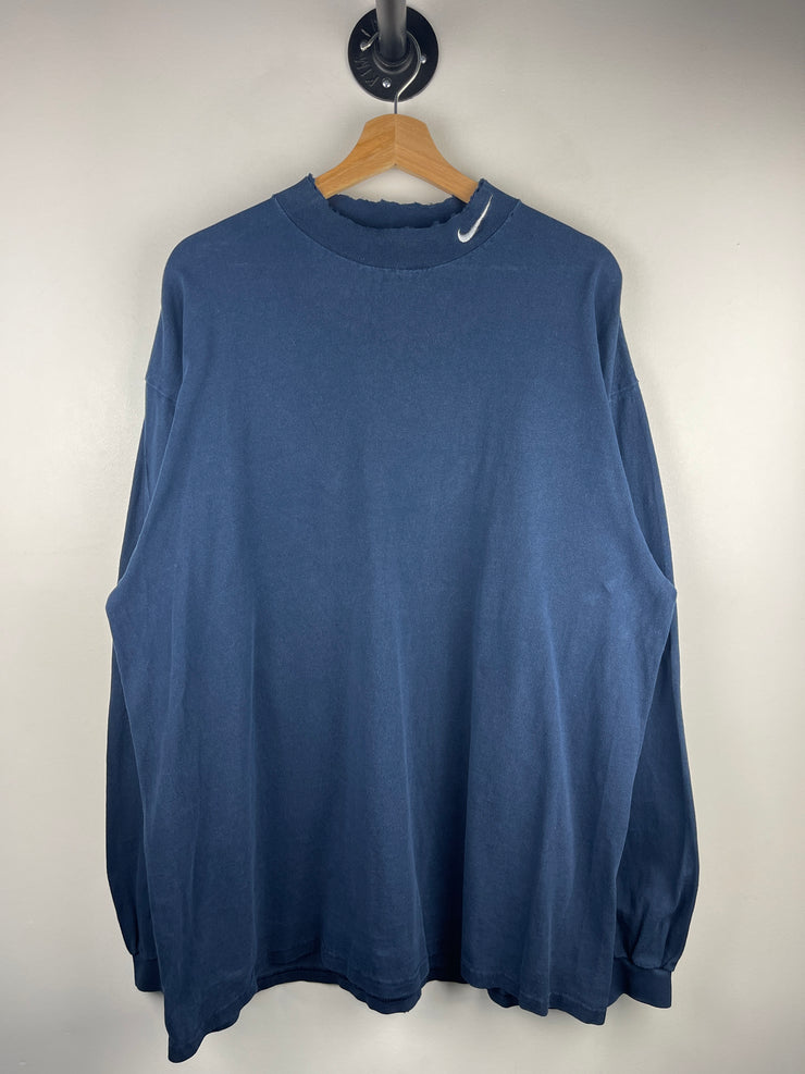 Vintage 90s Nike Golf Swoosh Mock Neck Navy Long Sleeve