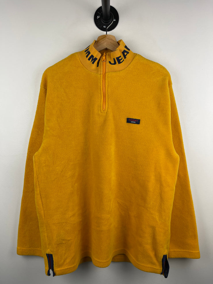 Vintage 90s Tommy Hilfiger Yellow Quarter Zip Fleece Sweater