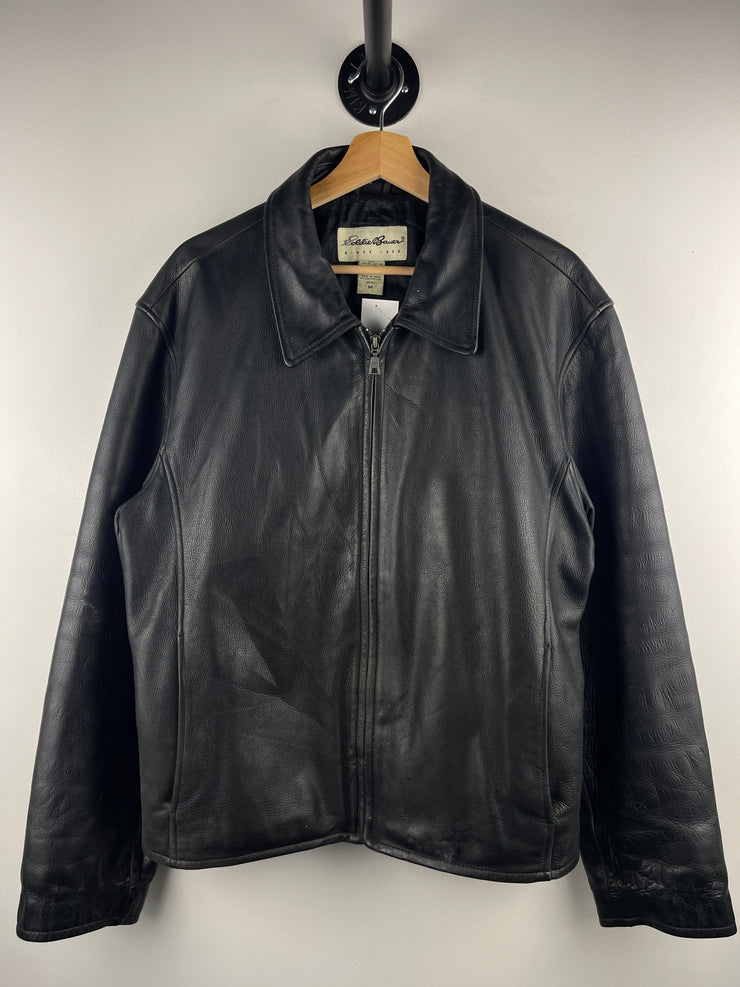 Vintage Eddie Bauer Black Leather Cropped Jacket