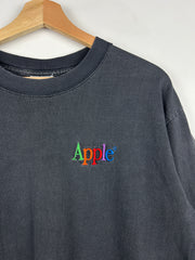 Vintage 90s Apple Promo Embroidered Faded Black Tee