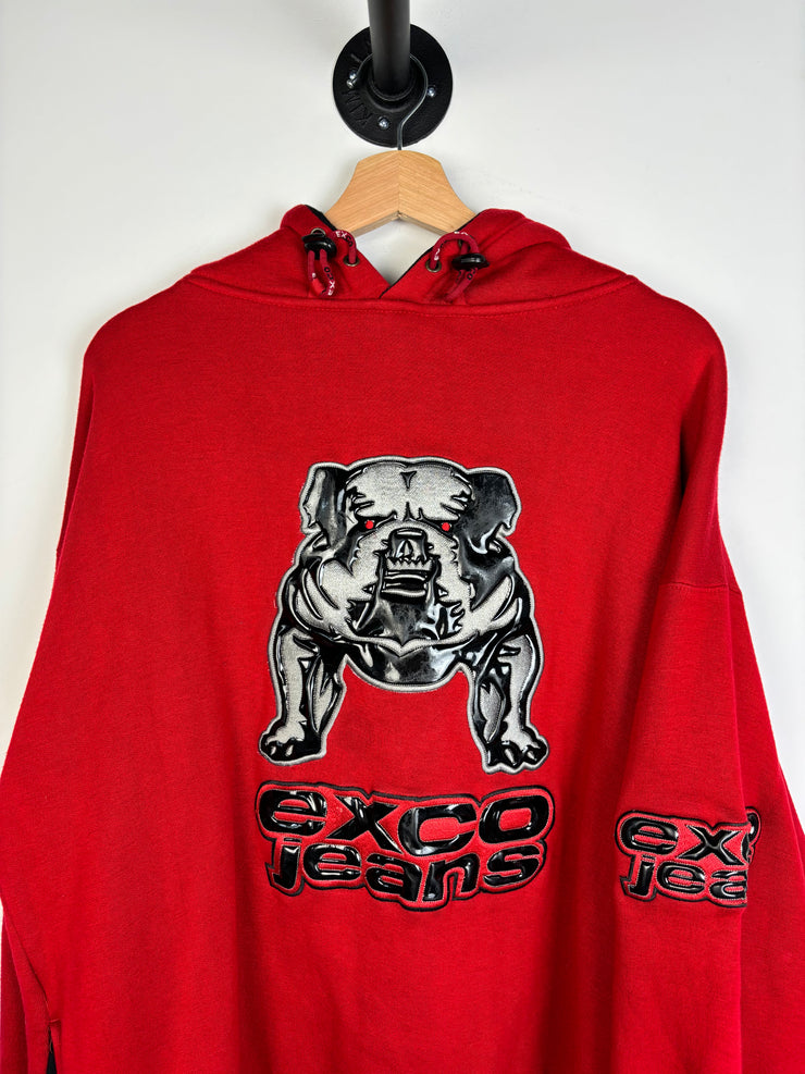 Vintage Y2K Exco Jeans Embroidered Dog Red Hoodie