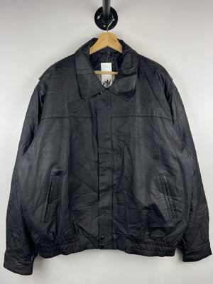 Vintage 90s Original Windbreaker Black Leather Bomber Jacket