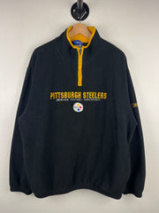 Vintage NFL Reebok Pittsburgh Steelers Black Fleece Quarter Zip Sweater