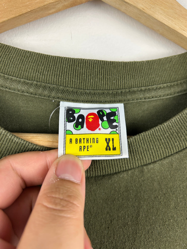 Bape Ape Head Embroidered Olive Tee