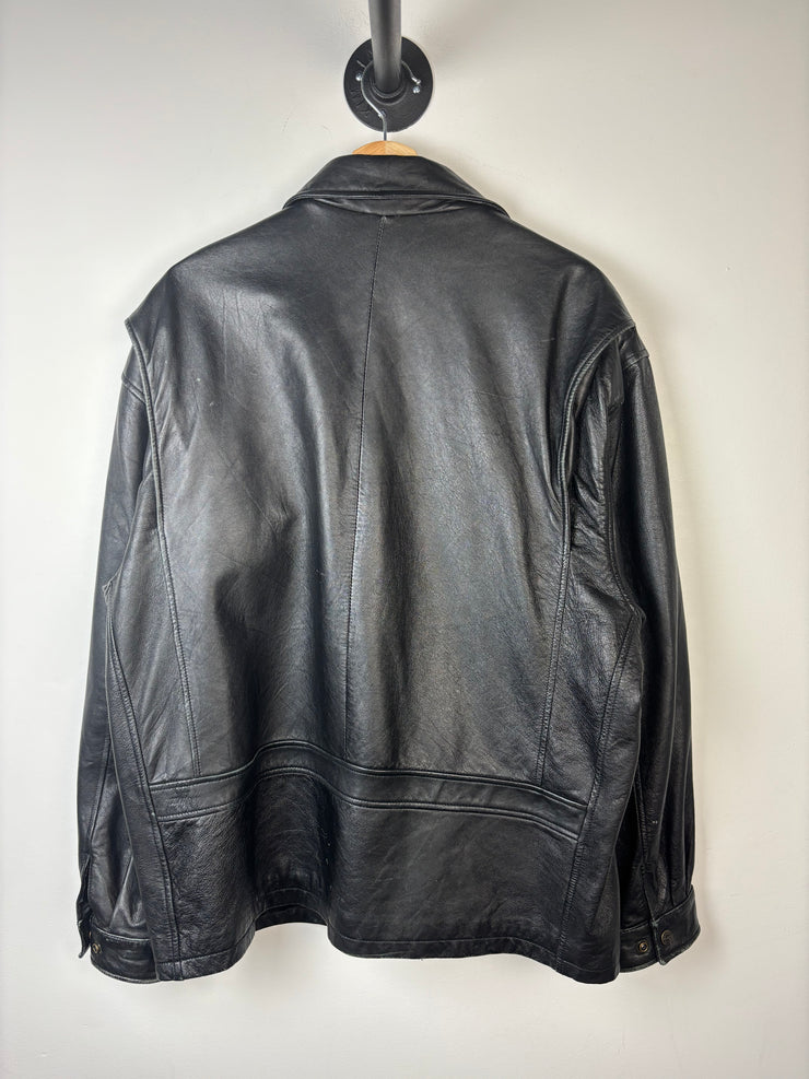 Vintage 90s Wilson Black Leather Cropped Jacket