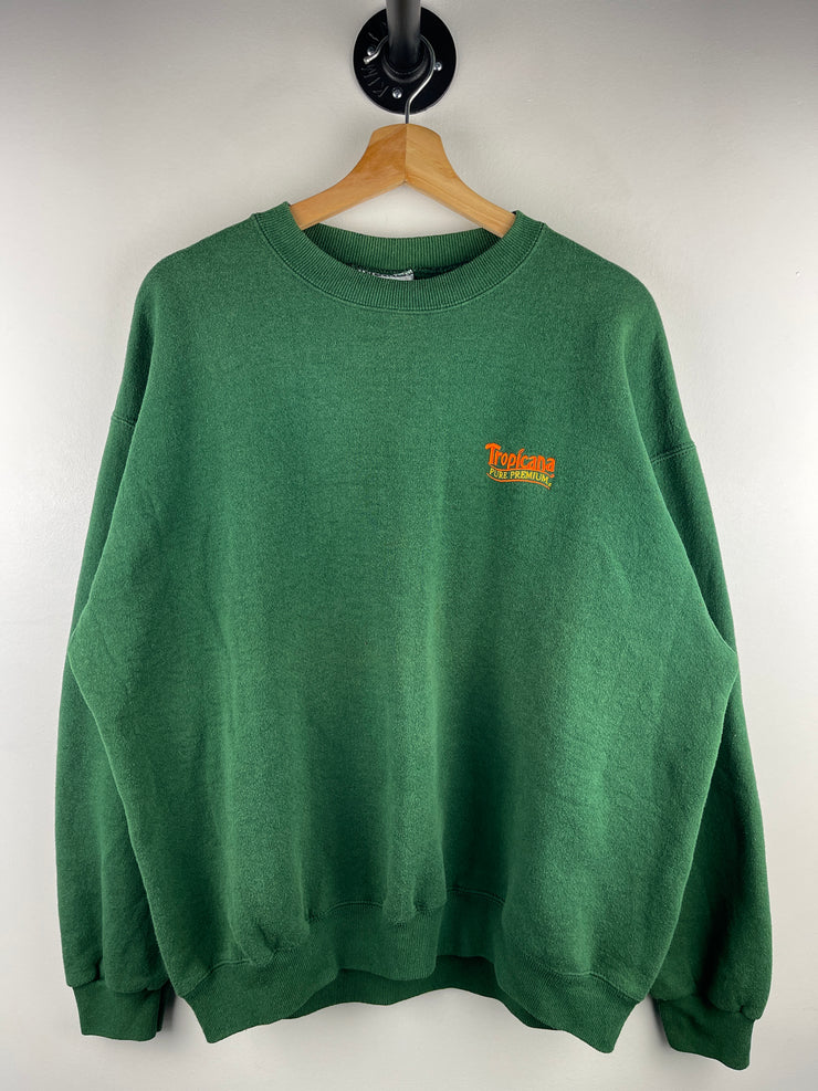Vintage 90s Tropicana Juice Promo Embroidered Green Crewneck