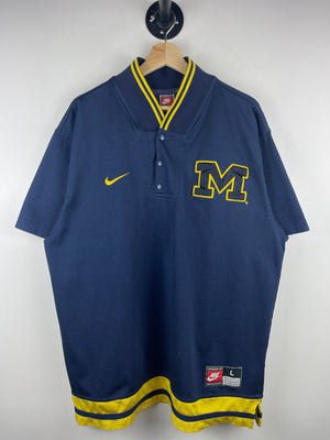 Vintage 90s Nike Michigan Navy Warm Up Shirt Jersey