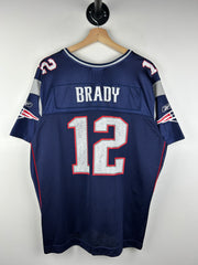 Vintage NFL New England Patriots Brady Navy Football Jersey