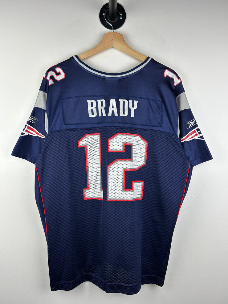 Vintage NFL New England Patriots Brady Navy Football Jersey