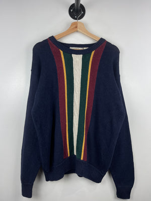 Vintage 90s American Eagle Outfitters Striped Navy Knit Sweater