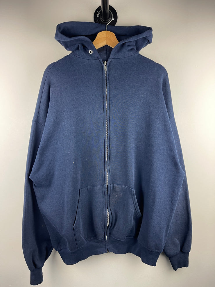 Vintage 90s Jerzees Blank Navy Zip Up Hoodie