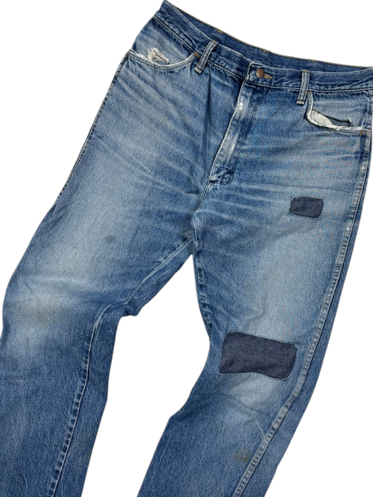 Vintage 70s Rustler Patchwork Blue Denim Jeans