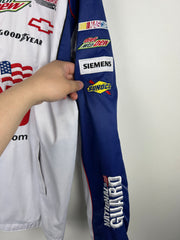 Vintage Nascar Chase Dale Jr National Guard Satin White Racing Jacket