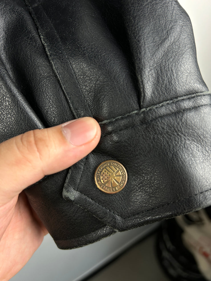 Vintage Whispering Smither Black Leather Straight Cut Jacket