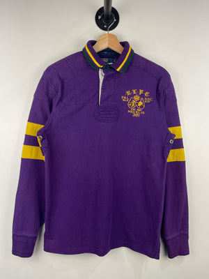 Vintage 90s Polo Ralph Lauren Polo Club Embroidered Purple Polo Rugby Long Sleeve