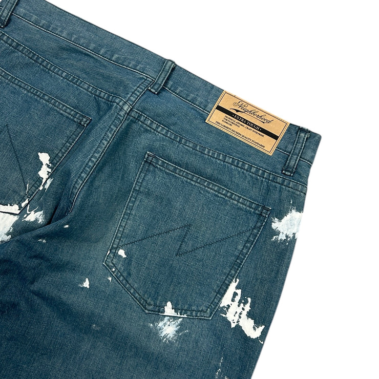 Neighborhood Paint Splattered Baggy Blue Denim Jeans