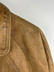 Vintage 90s Outback Faded Brown Leather Bomber Jacket