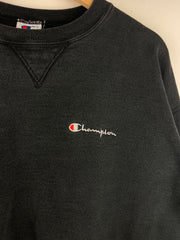 Vintage 90s Champion Spellout Embroidered Black Crewneck