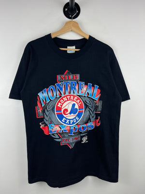 Vintage 90s MLB Ravens Montreal Expos Black Tee