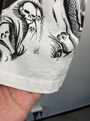 Vintage 90s Jarvis Ace Skull All Over Print White Tee