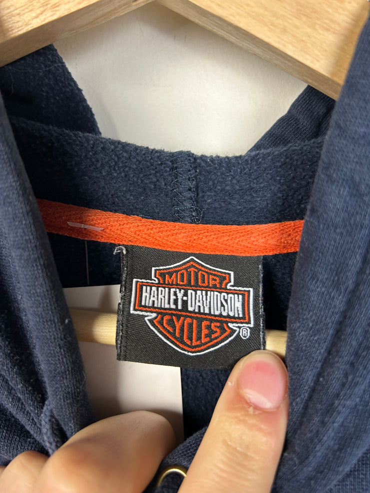 Vintage Harley Davidson Embroidered Navy Hoodie