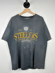 Vintage 90s NFL Trench Pittsburgh Steelers Faded Black Tee