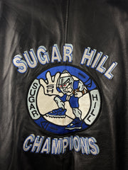 Vintage 90s Schott Café Racer Moto Sugar Hill Football Black Leather Jacket