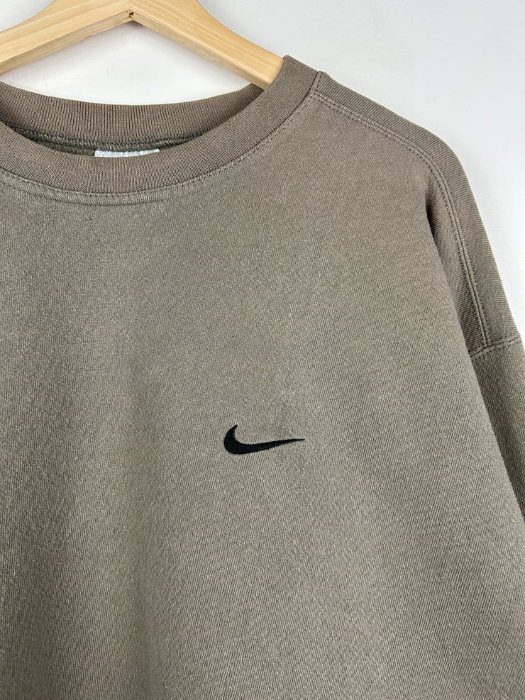 Vintage 90s Nike Mini Swoosh Mocha Brown Crewneck