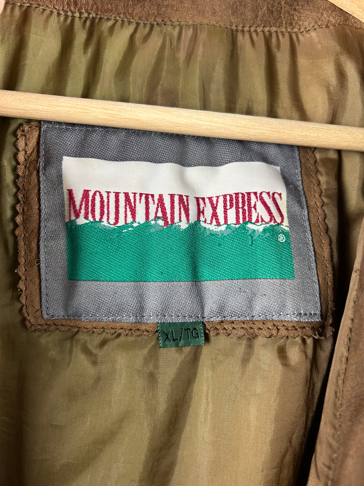 Vintage 90s Mountain Express Faded Brown Leather Bomber Jacket