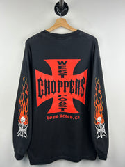 Vintage 2003 West Coast Choppers Flames Skull Black Long Sleeve
