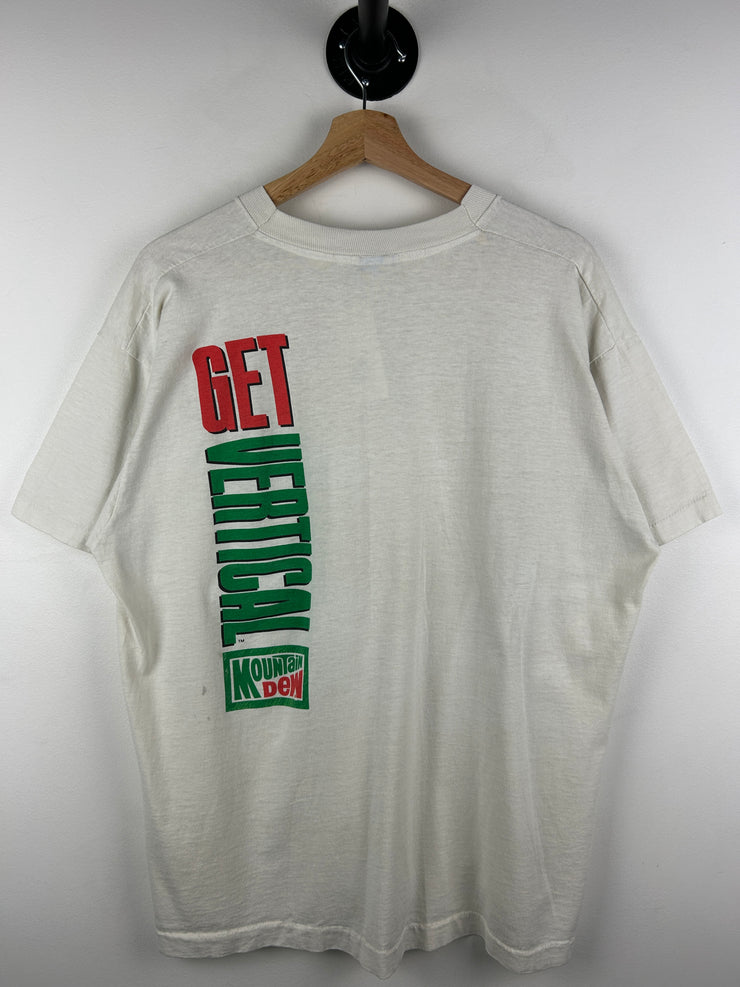 Vintage 90s Mountain Dew Get Vertical White Tee