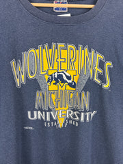 Vintage 90s Trench Michigan University Wolverines Navy Striped Tee