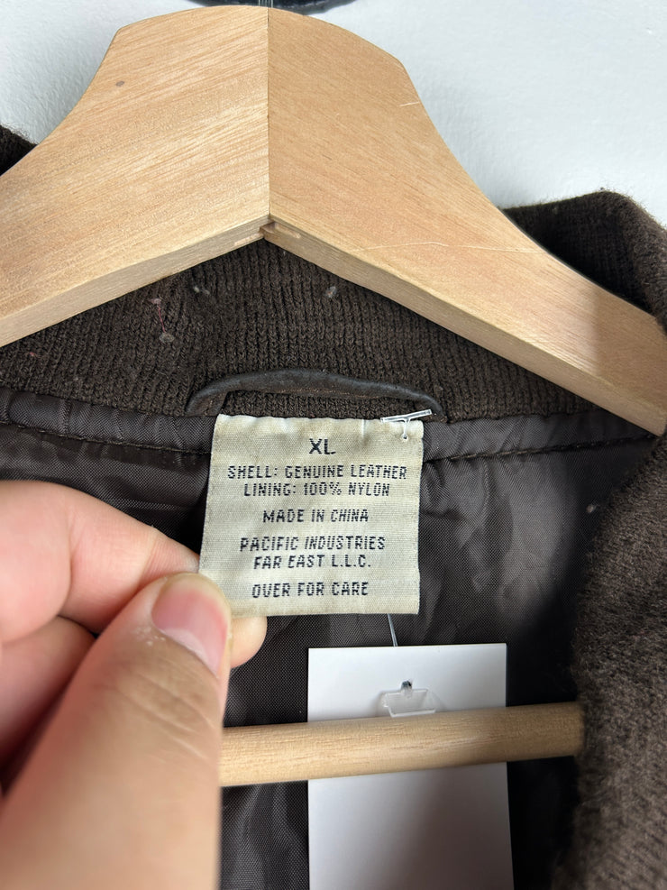 Vintage Brown Suede Leather Bomber Jacket