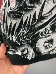 Vintage 90s Jarvis Ace Skull All Over Print Black Tee
