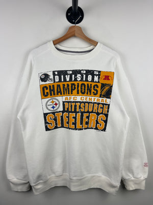 Vintage 90s NFL Starter Pittsburgh Steelers AFC Division Champions White Crewneck