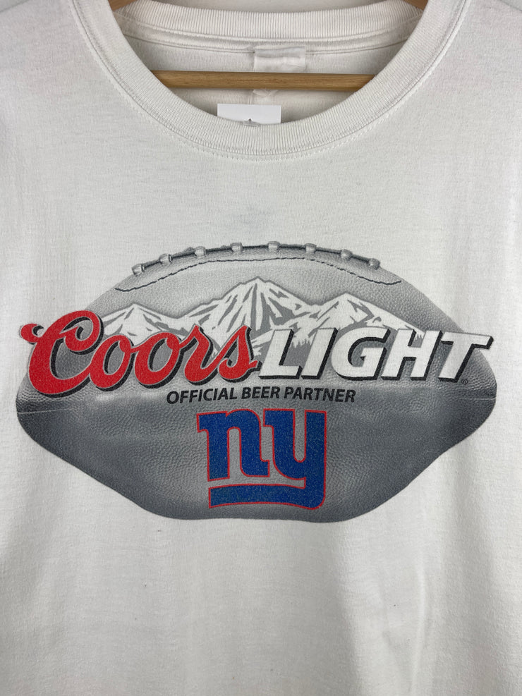 Vintage NFL Coors Light Beer New York Giants White Tee