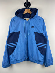 Vintage Adidas Baby Blue Hooded Windbreaker