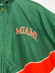 Vintage 90s Starter Miami Hurricanes Green & Orange Hooded Jacket