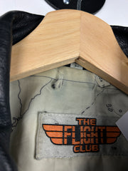 Vintage 90s Flight Club Black Leather Flight Bomber Jacket