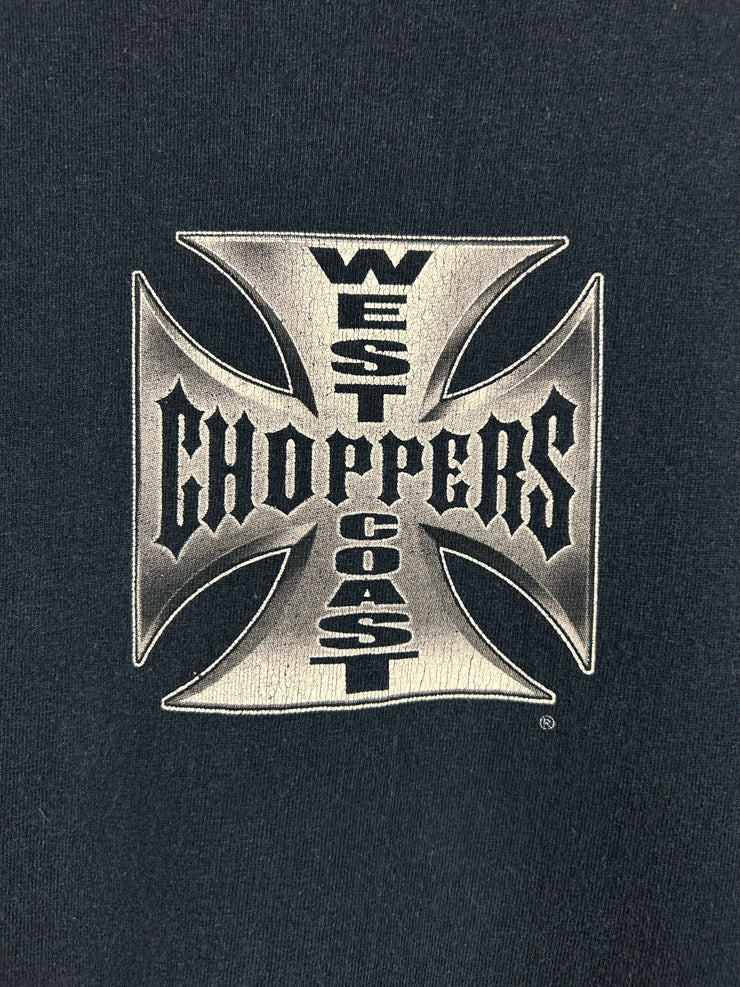 Vintage West Coast Choppers Long Beach Chrome Logo Navy Tee