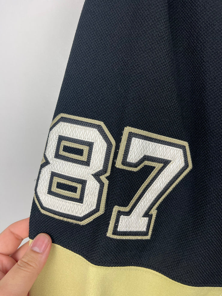Vintage NHL Reebok Pittsburgh Penguins Crosby Authentic Fight Strap Black Hockey Jersey