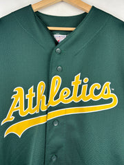 Vintage 90s MLB Majestic Oakland Athletics Chavez Green Baseball Jersey