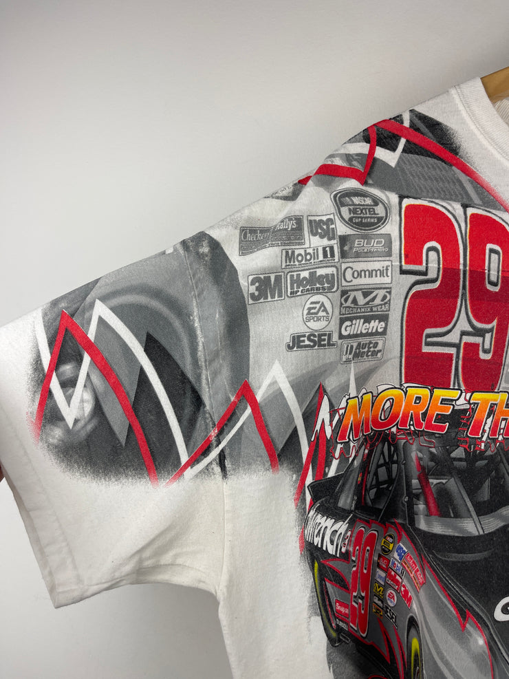 Vintage Nascar Kevin Harvick Goodwrench All Over Print White Tee