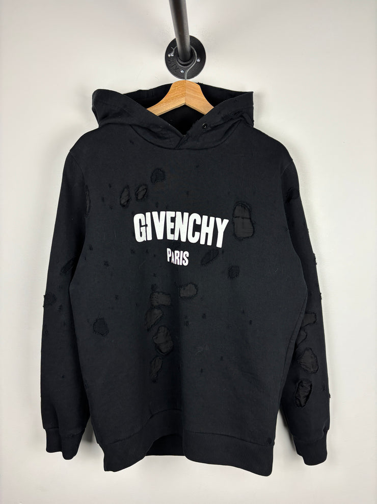 Givenchy Paris Distressed Black Hoodie