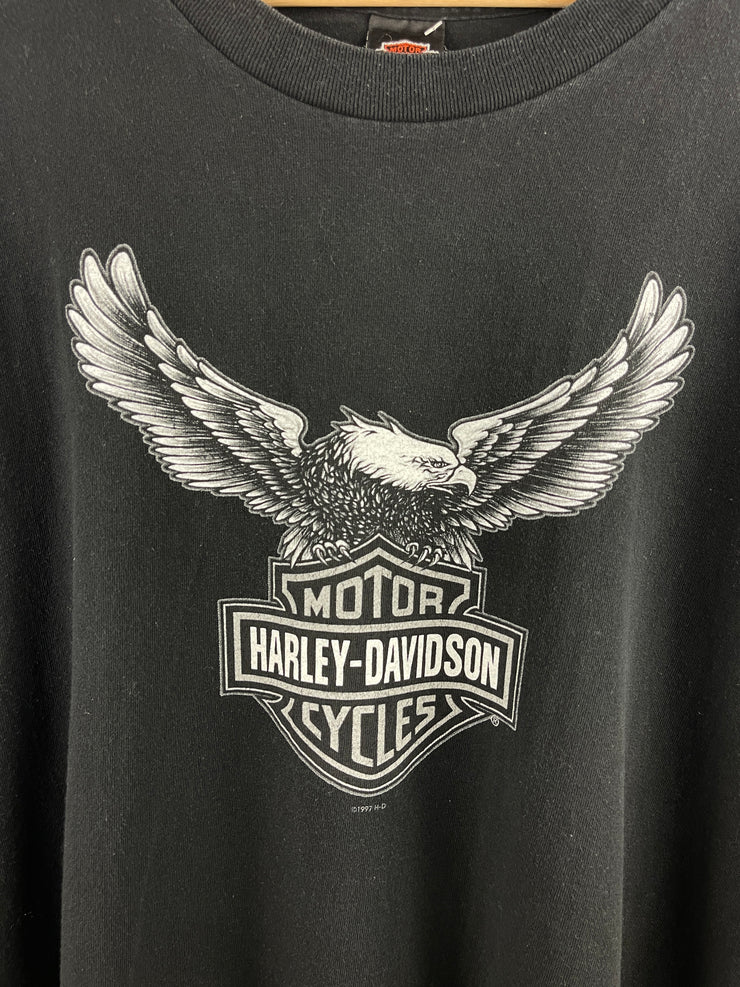 Vintage 90s Harley Davidson Eagle Massachusetts Black Tee
