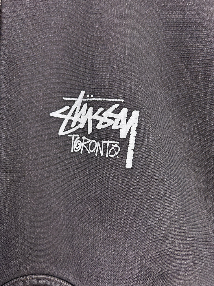 Stussy Toronto Script Washed Black Zip Up Hoodie