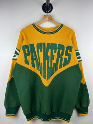 Vintage 90s NFL Legends Athletic Green Bay Packers Spellout Embroidered Green Crewneck