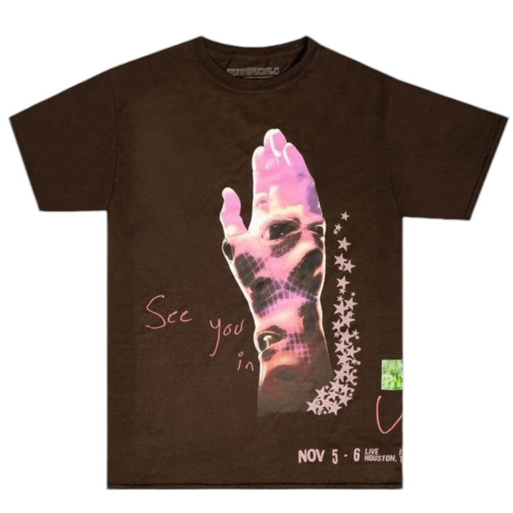Travis Scott Astro Fest All Seeing Hands Brown Tee